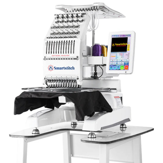 Smartstitch Embroidery Machine S1201, 12 Needles, WiFi Available, 10" Touch Screen, Max Speed 1200RPM, Embroidery Machine for Caps and Clothing with 9.5"x12.6" Embroidery Area (including embroidery starter kit)