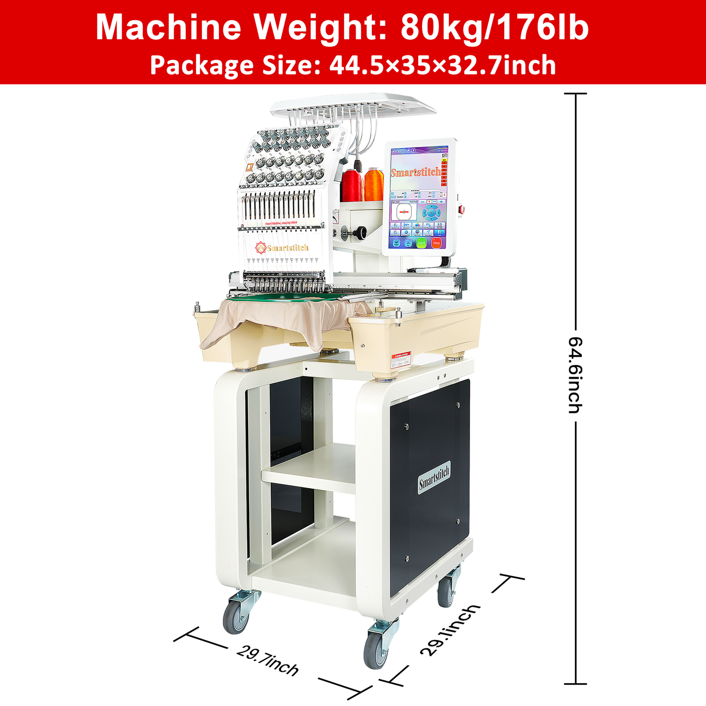 Smartstitch S-1501 Ultra Embroidery Machine with 15 Needles, 1200SPM Max Speed, 12" Touch Screen, Wifi available, 20"x14" Embroidery Area, Beast Machine Embroidering Cap, Hat, Structured Hats and more