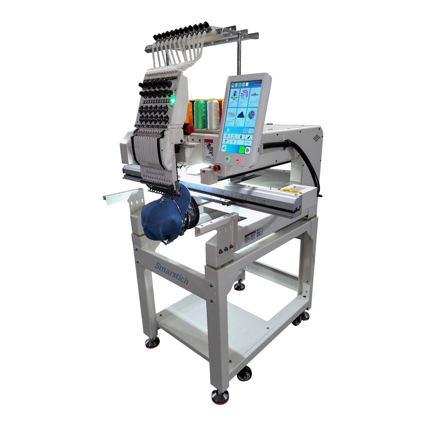 Smarstich 12 Needle Embroidery Machine 9"x12" Embroidery Area with 1200spm Max Speed, Wifi Enabled, 10" Touch Screen, Perfect for Hats, T-Shirts, and More