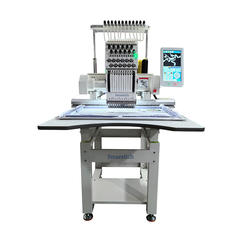 Smarstich 12 Needle Embroidery Machine 9"x12" Embroidery Area with 1200spm Max Speed, Wifi Enabled, 10" Touch Screen, Perfect for Hats, T-Shirts, and More