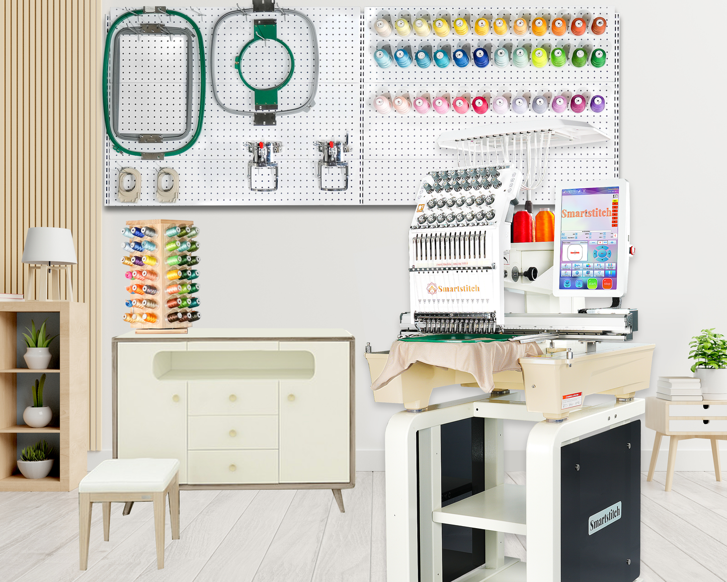 Smartstitch S-1501 Ultra Embroidery Machine with 15 Needles, 1200SPM Max Speed, 12" Touch Screen, Wifi available, 20"x14" Embroidery Area, Beast Machine Embroidering Cap, Hat, Structured Hats and more